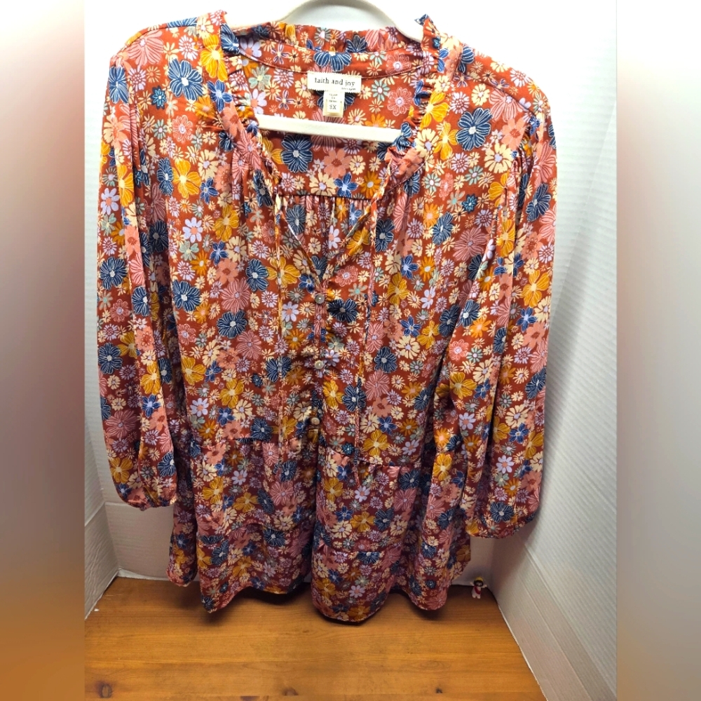 Knox Rose Floral Blouse - Pink, Orange, Blue